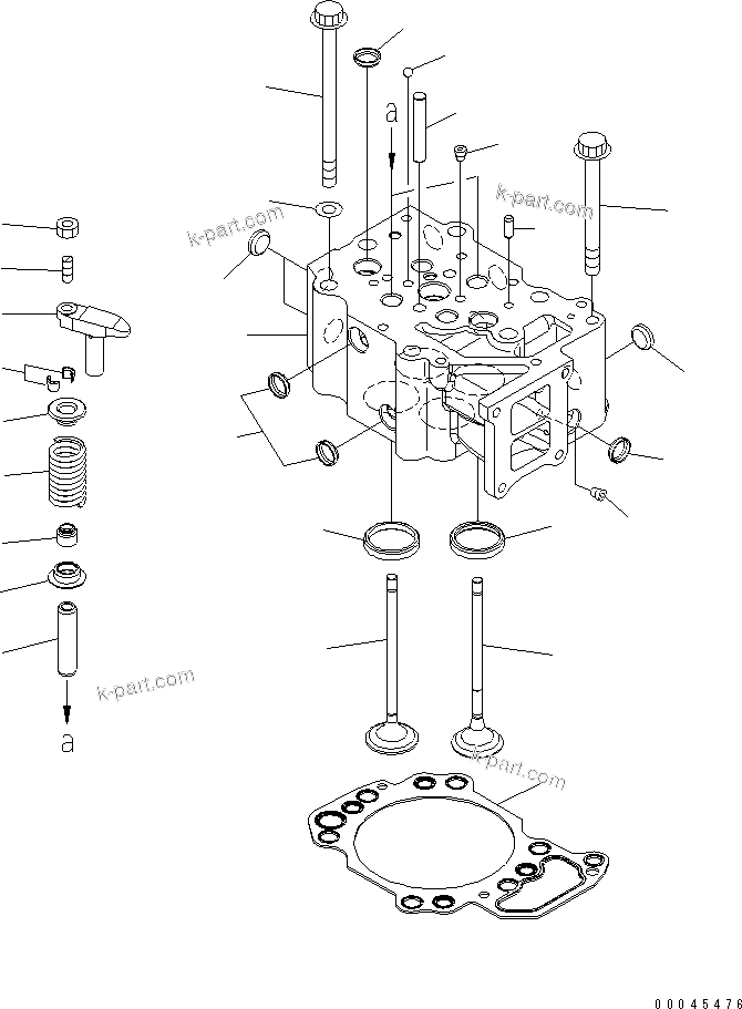 Parts diagram: CYLINDER HEAD — SAA6D125E-5E S/N 560001-UP
