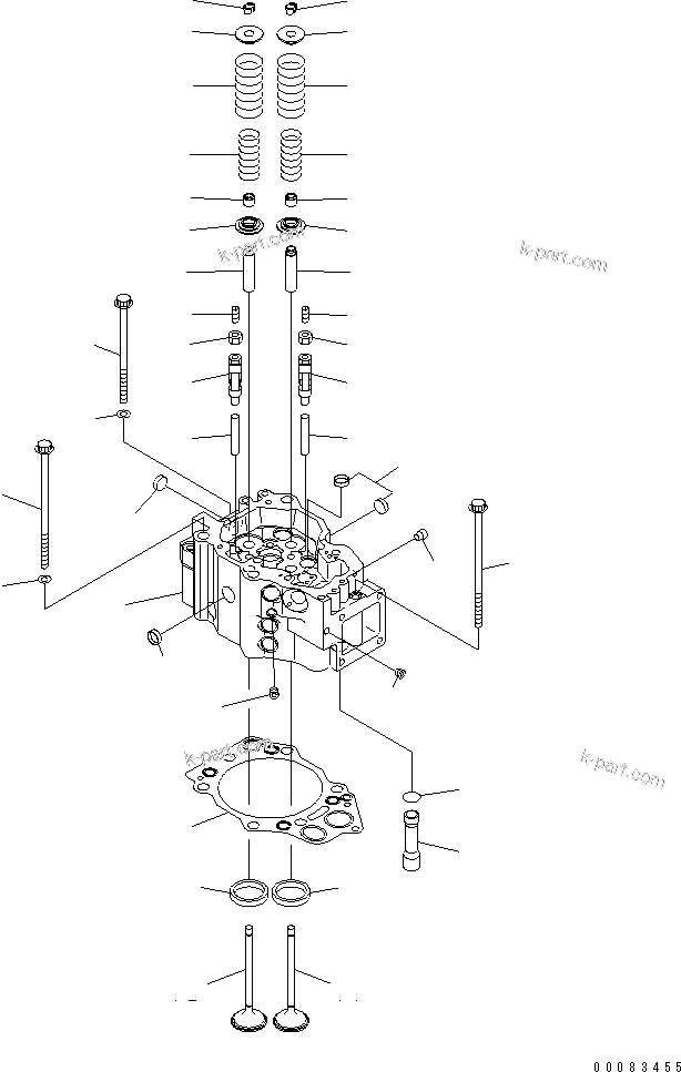 Parts diagram: CYLINDER HEAD — SAA6D140E-3J S/N .-UP