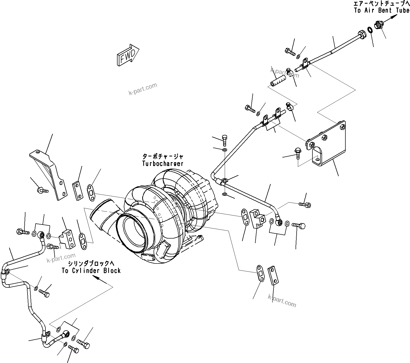Parts diagram: Turbocharger (3/3) — SAA6D170E-5A S/N 510001-UP