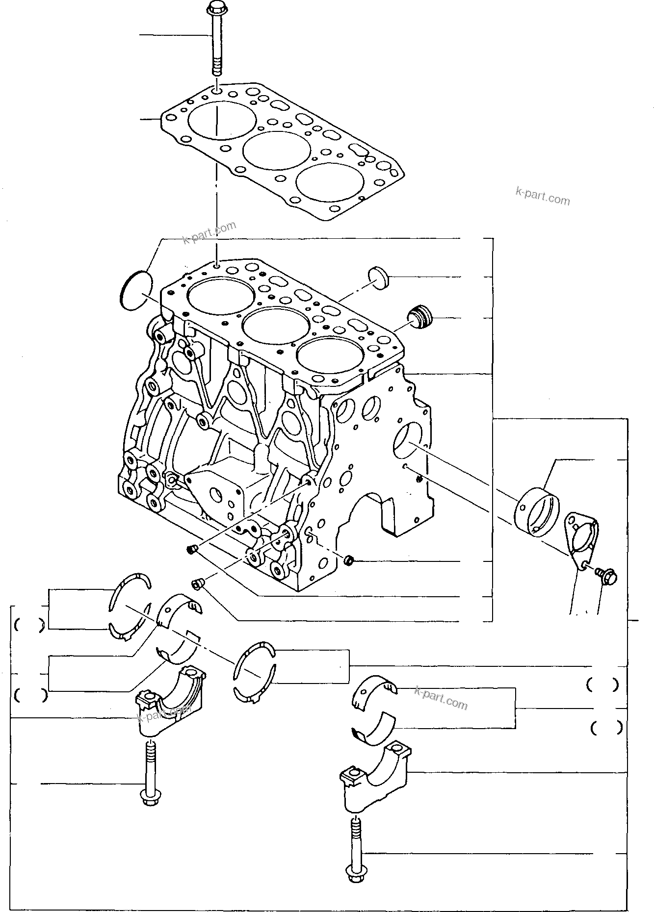 Parts diagram: CYLINDER BLOCK — SK05J-1 S/N 0007-Up