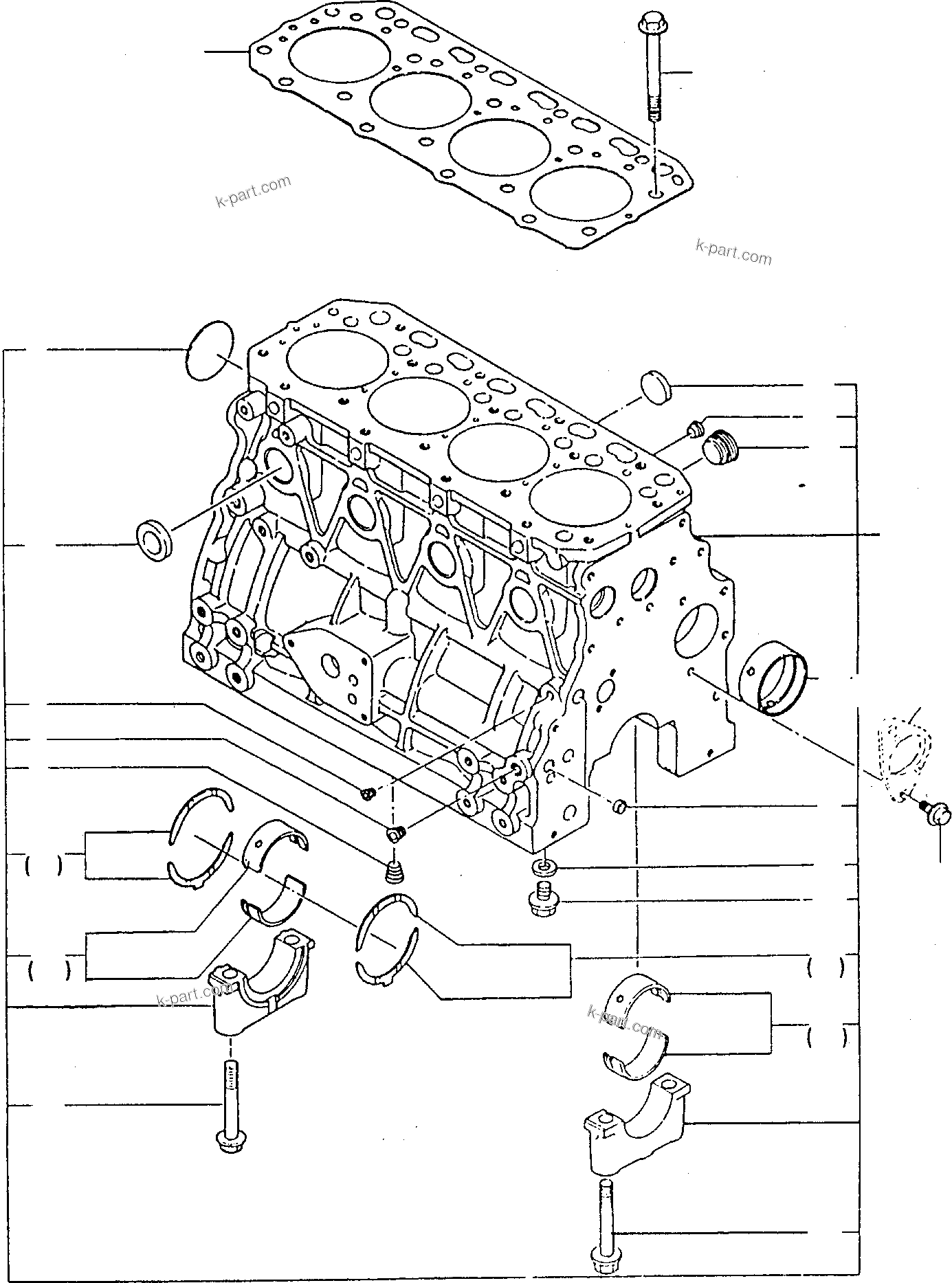 Parts diagram: CYLINDER BLOCK — SK07J-1 S/N 3443031-Up