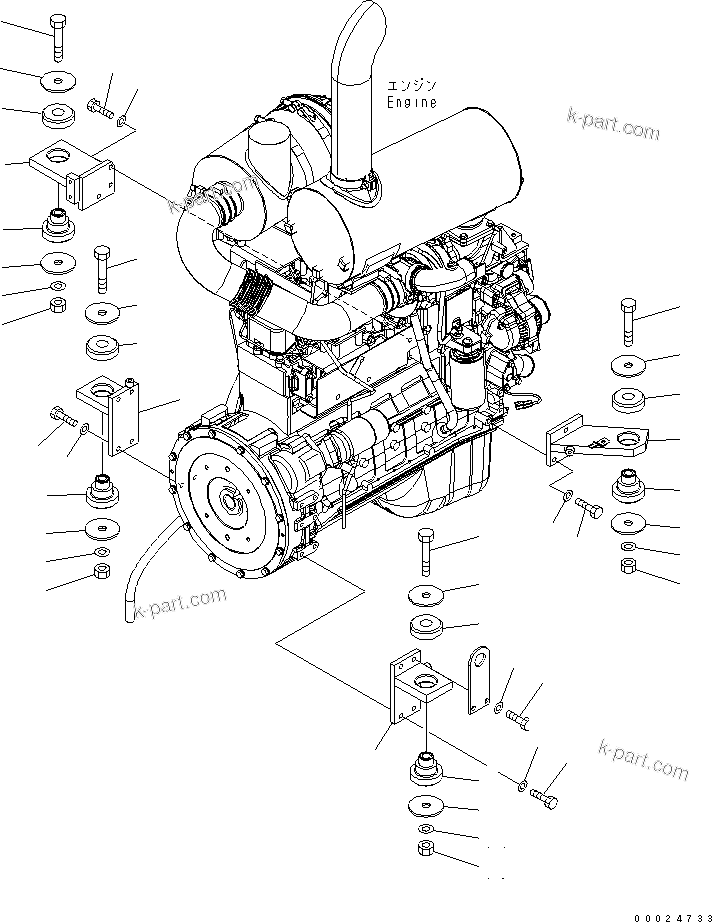 Parts diagram: ENGINE MOUNT — WA250PTL-5 S/N 70001-UP