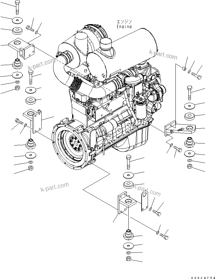 Parts diagram: ENGINE MOUNT — WA320L-5 S/N 60001-UP