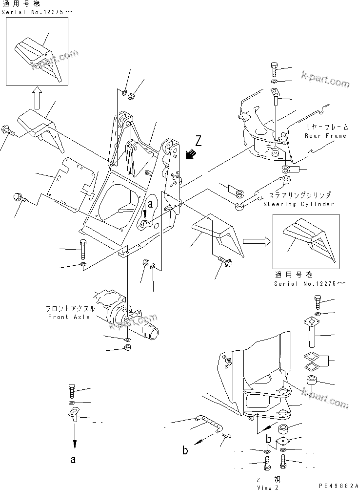 Parts diagram: FRONT FRAME (WITH FRONT ATTACHMENT) — WA40-3RS-X S/N 10001-18999