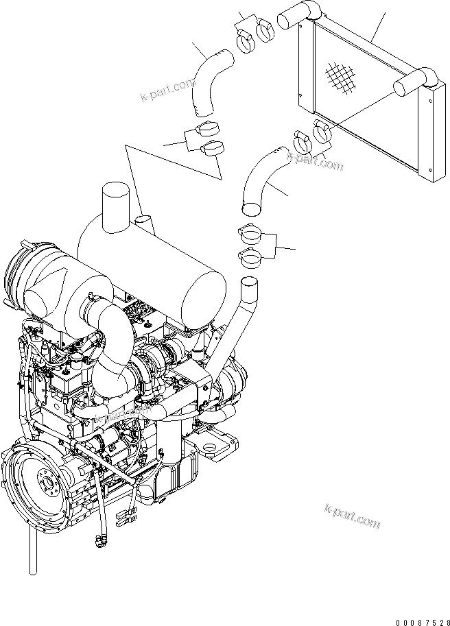Parts diagram: AFTERCOOLER PIPING — WA400-5L S/N A40001-UP
