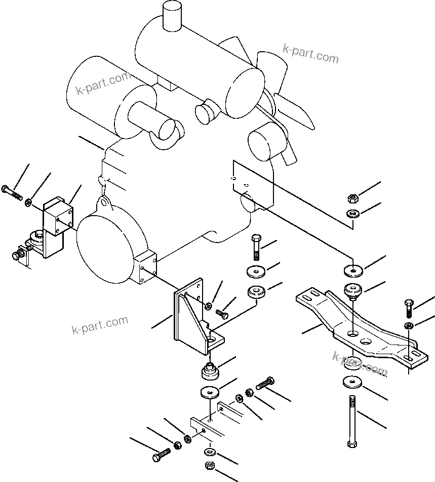 Parts diagram: FIG NO. 1001 ENGINE MOUNTING — WA450-2 S/N A25001-UP