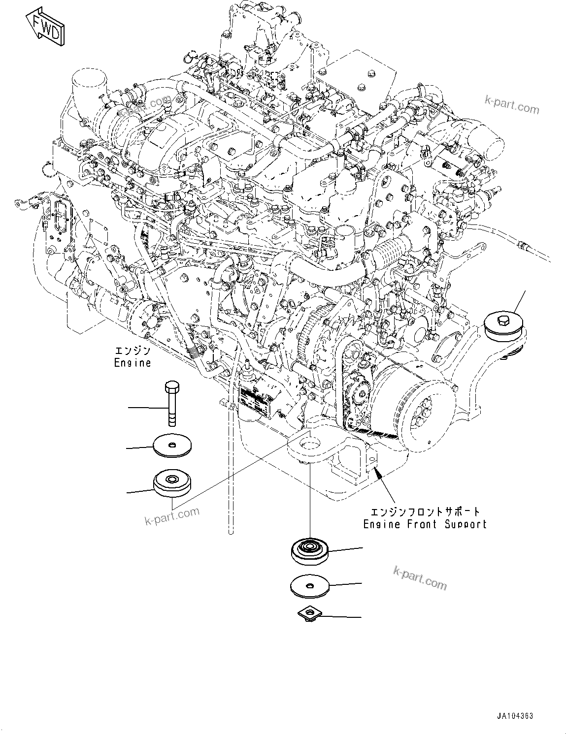 Parts diagram: Engine Mounting (#120001-) — WA475-10E0 S/N 120001-UP
