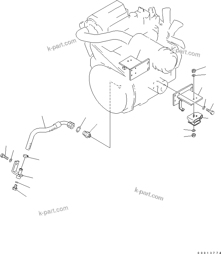 Parts diagram: ENGINE MOUNTING PARTS — WA50-3 S/N 23001-UP (Overseas Version)