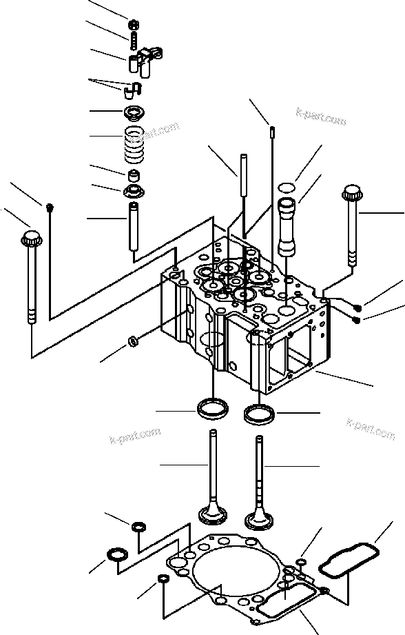 Parts diagram: FIG. A1010-A6B6 CYLINDER HEAD - WITHOUT VALVE — WA600-3LK S/N A53001-UP