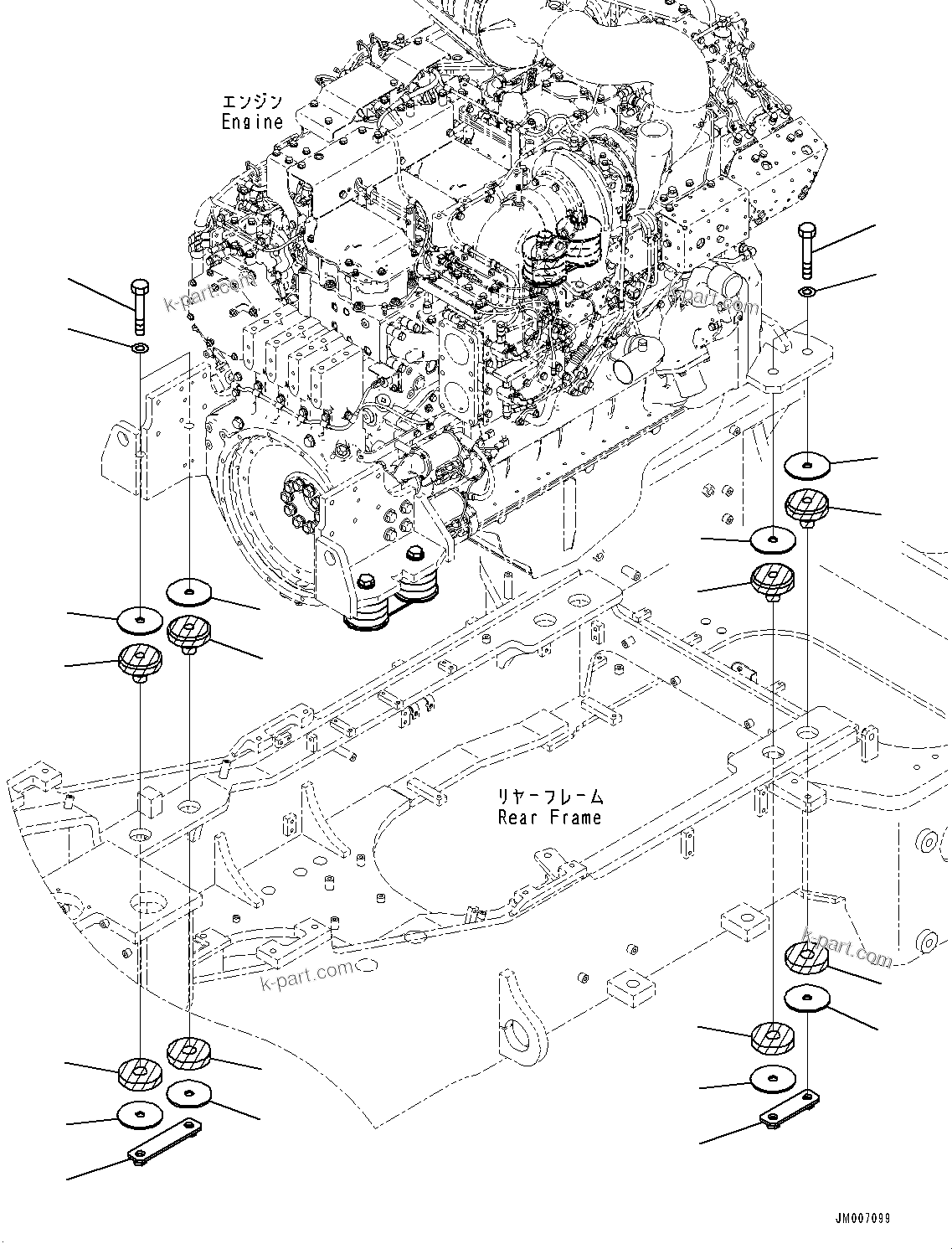 Parts diagram: Engine Mounting (#85001-) — WA600-8E0 S/N 85001-UP