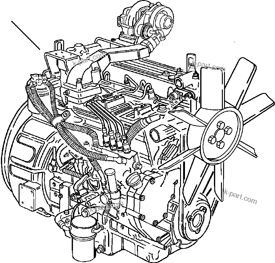 Parts diagram: A0100-01A0 TIER  I ENGINE COMPLETE ASSEMBLY - S/N  A20637-A20813 — WB140-2N S/N A20637-UP