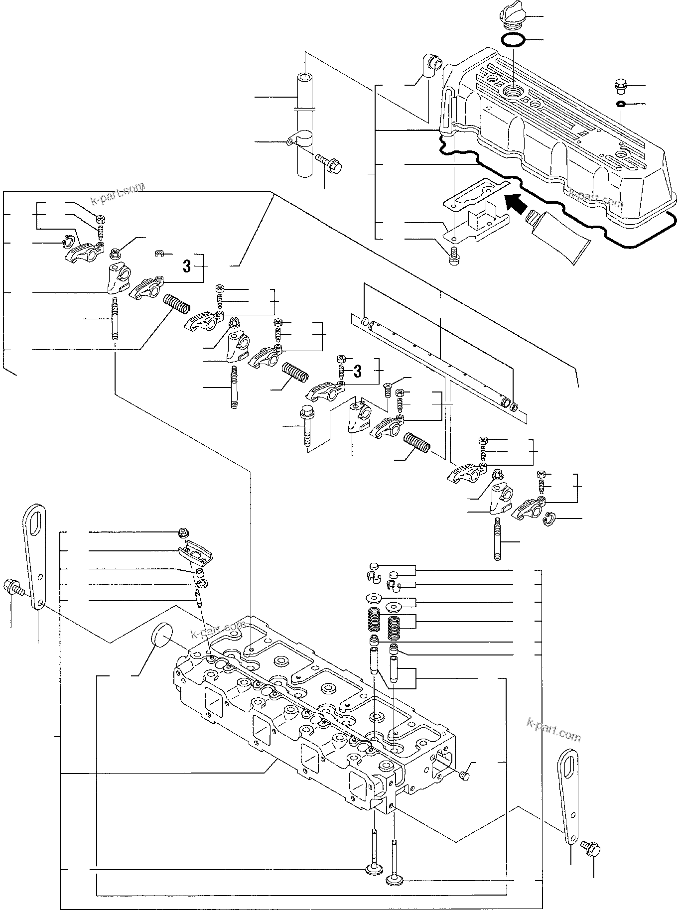 Parts diagram: CYLINDER HEAD — WB70A-1 S/N F10392-Up