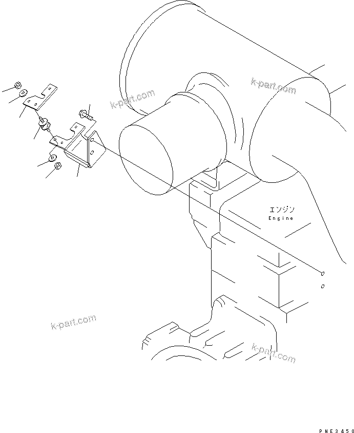 Parts diagram: ENGINE (ENGINE CONTROL BRACKET) — WF550-3D S/N 50001-UP