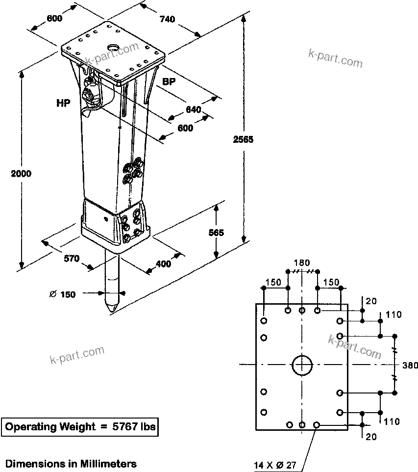 Explosionszeichnung: Katalogabschnitt — JPB3600V HYDRAULIC BREAKER Serien-Nr. ALL