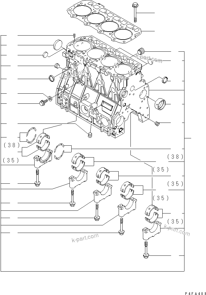 Vue éclatée : Section du catalogue — 4D98E-1B45C n° de série 08758 et suivants (TORQUE CONVERTER)