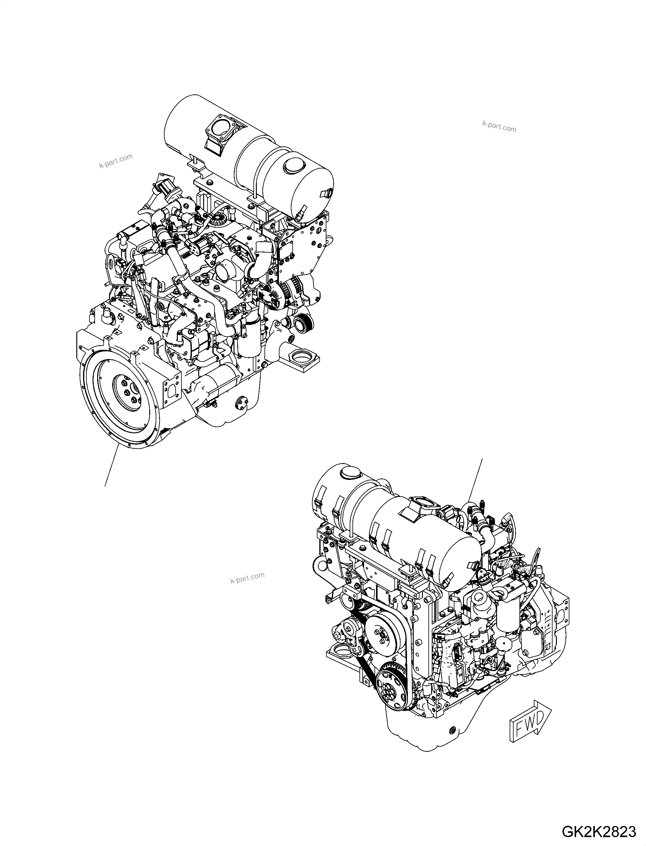 Vue éclatée : Moteur — SAA4D107E-2C n° de série 22141476 et suivants (For WA200-7)