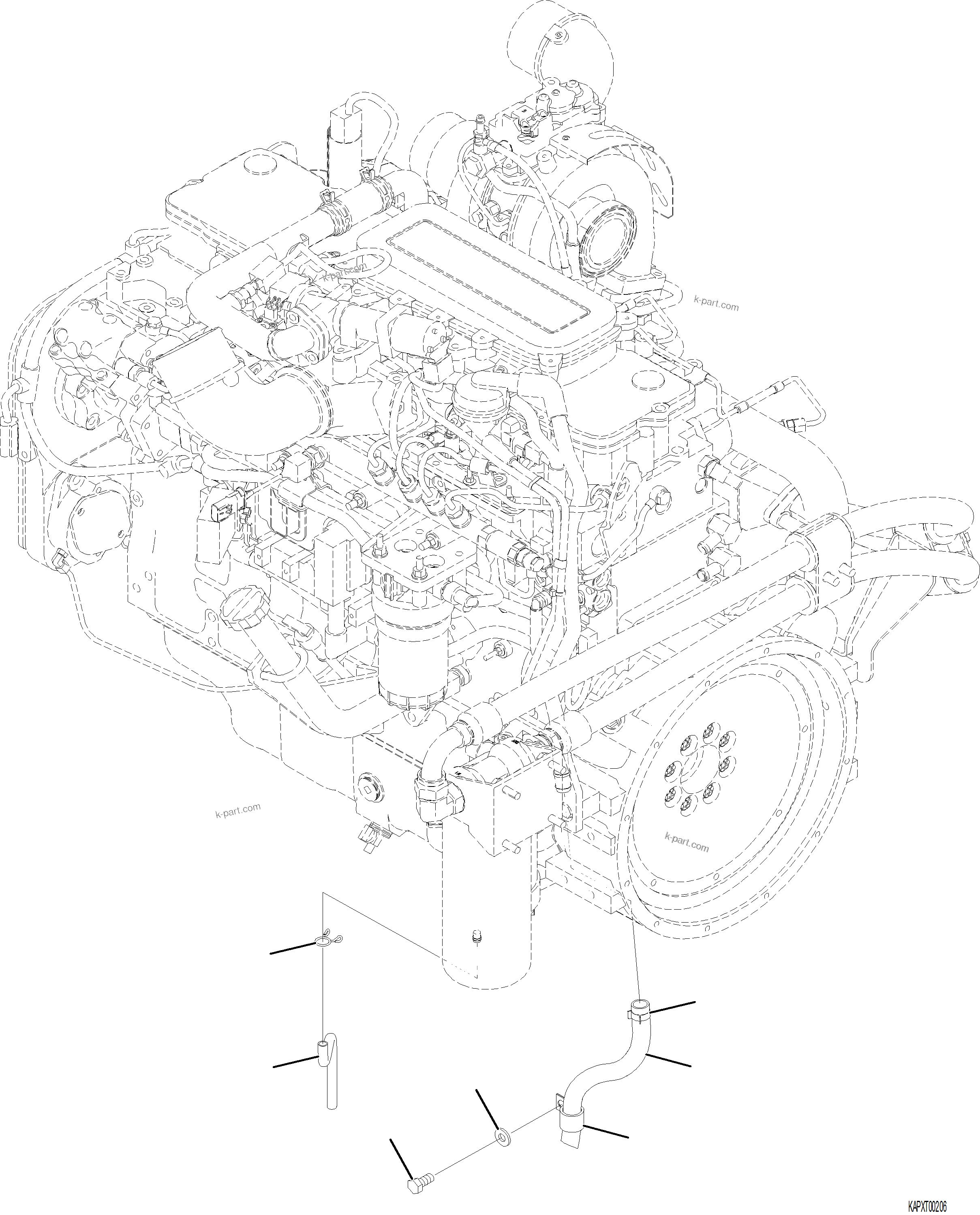 Vue éclatée : Section du catalogue — XT445L-5 SN A80001  et suivants
