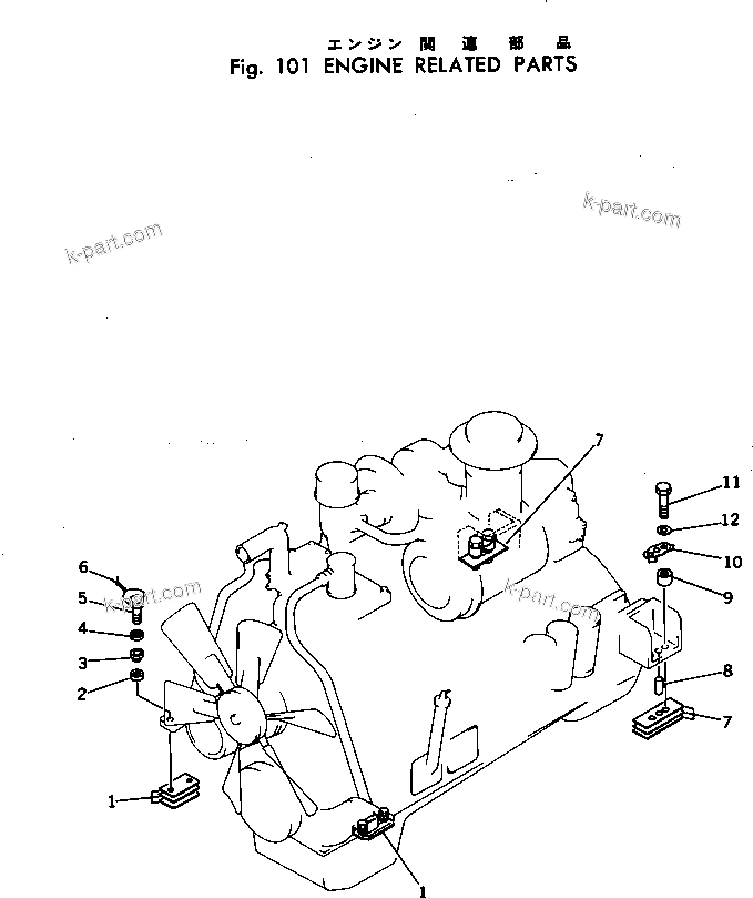 Tavola ricambi: Parti relative al motore — D155W-1 S/N 12128-UP