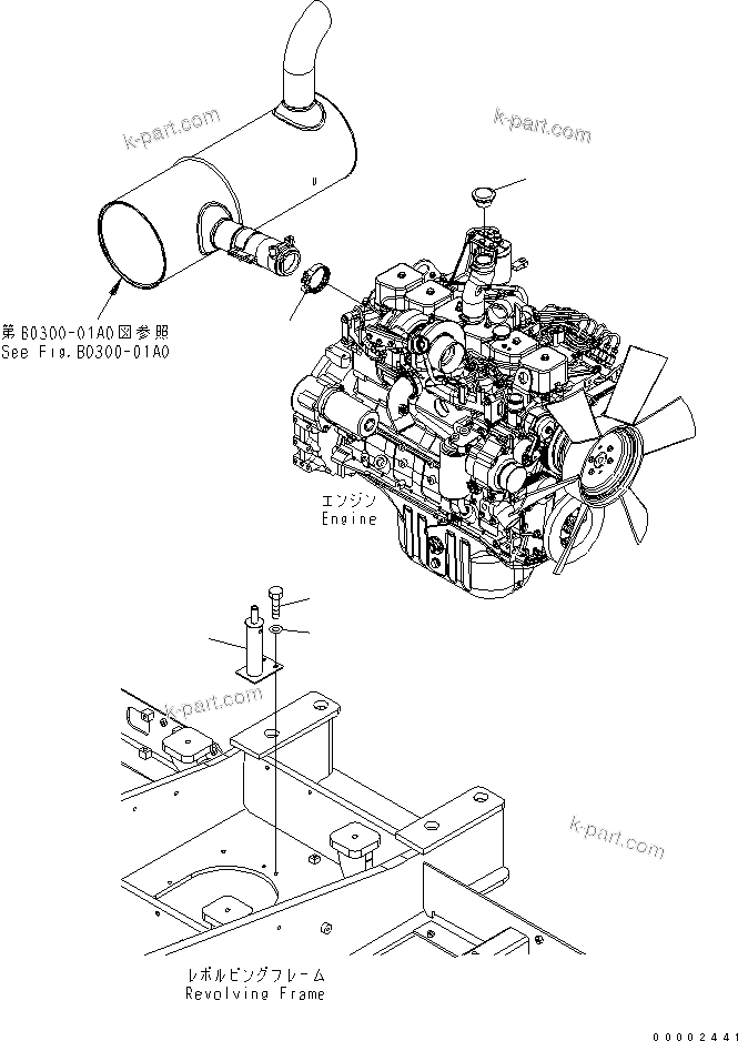Tavola ricambi: Parti relative al motore — PW220-7K-KA S/N K40001-UP