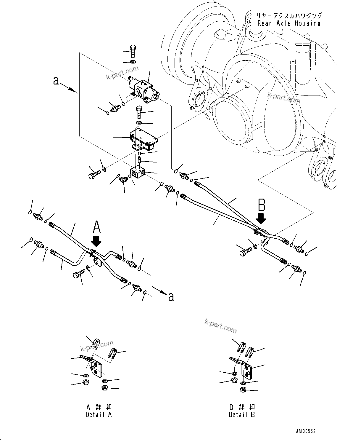 HD785-7 S/N Y700001-UP — REAR AXLE (WITHOUT ANTI-SKID BRAKE SYSTEM (ABS),AUTO SPIN REGULATOR (ASR),AUTO-GREASING SYSTEM) (BRAKE PIPING) (2/2)