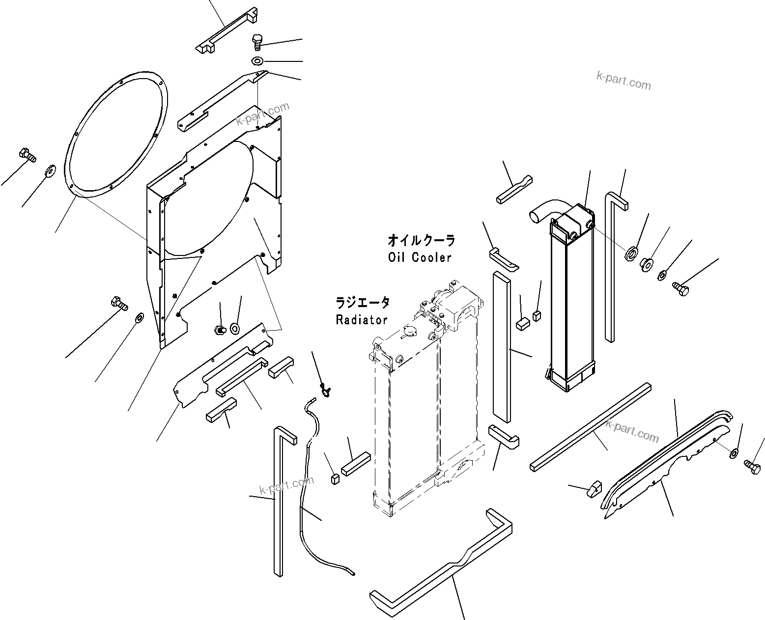 Komatsu parts book diagram for PC290-8K S/N 10001-UP ( Standard Machine ): COOLING SYSTEM, FOR MACHINE WITH AIR CONDITIONER (3/5)(#20001-)