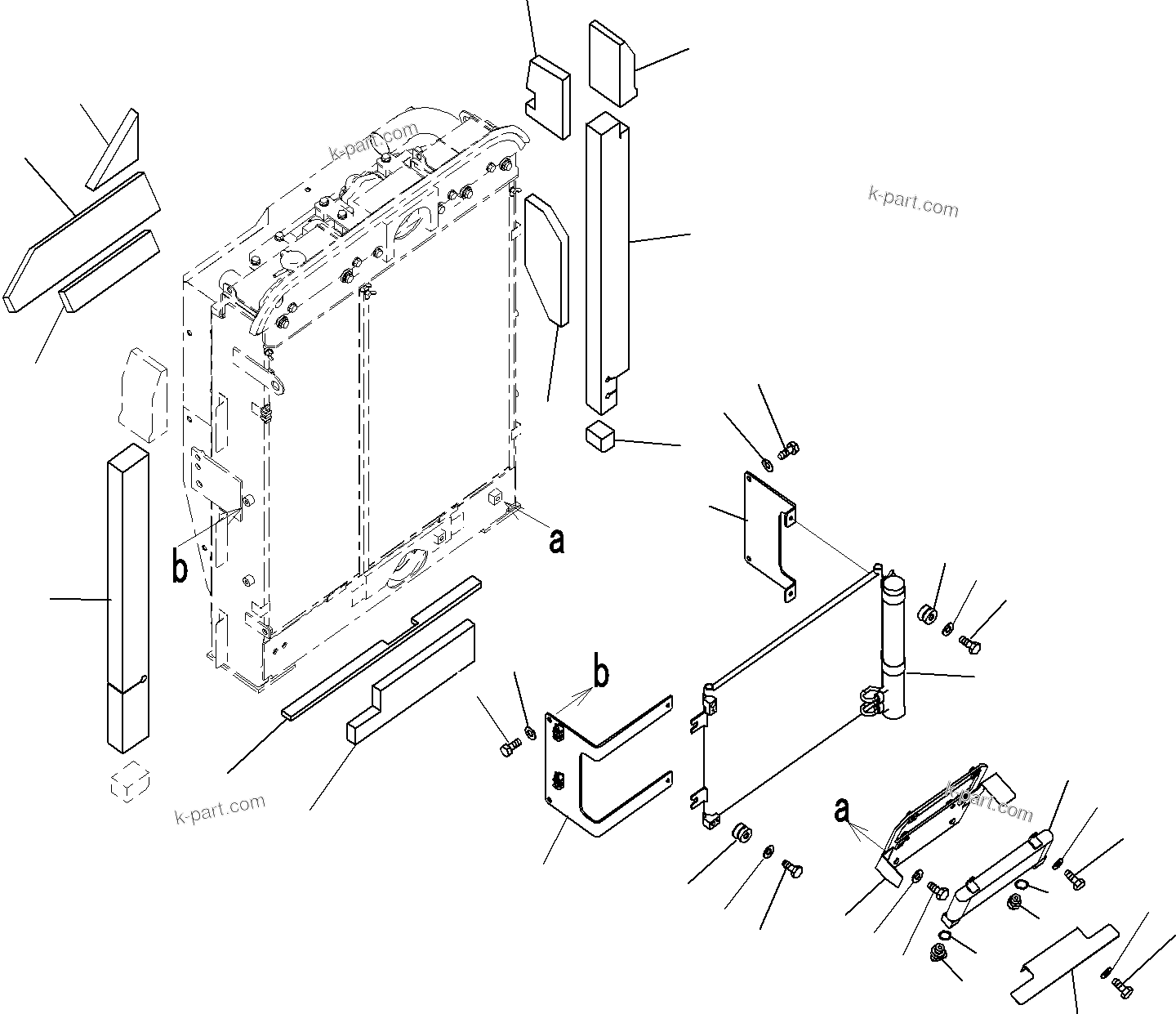 Komatsu parts book diagram for PC290-8K S/N 10001-UP ( Standard Machine ): COOLING SYSTEM, FOR MACHINE WITH AIR CONDITIONER (4/5)(#20001-)