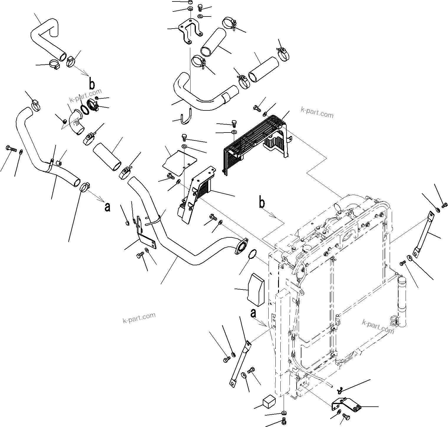 Komatsu parts book diagram for PC290-8K S/N 10001-UP ( Standard Machine ): COOLING SYSTEM, FOR MACHINE WITH AIR CONDITIONER (5/5)(#20001-)
