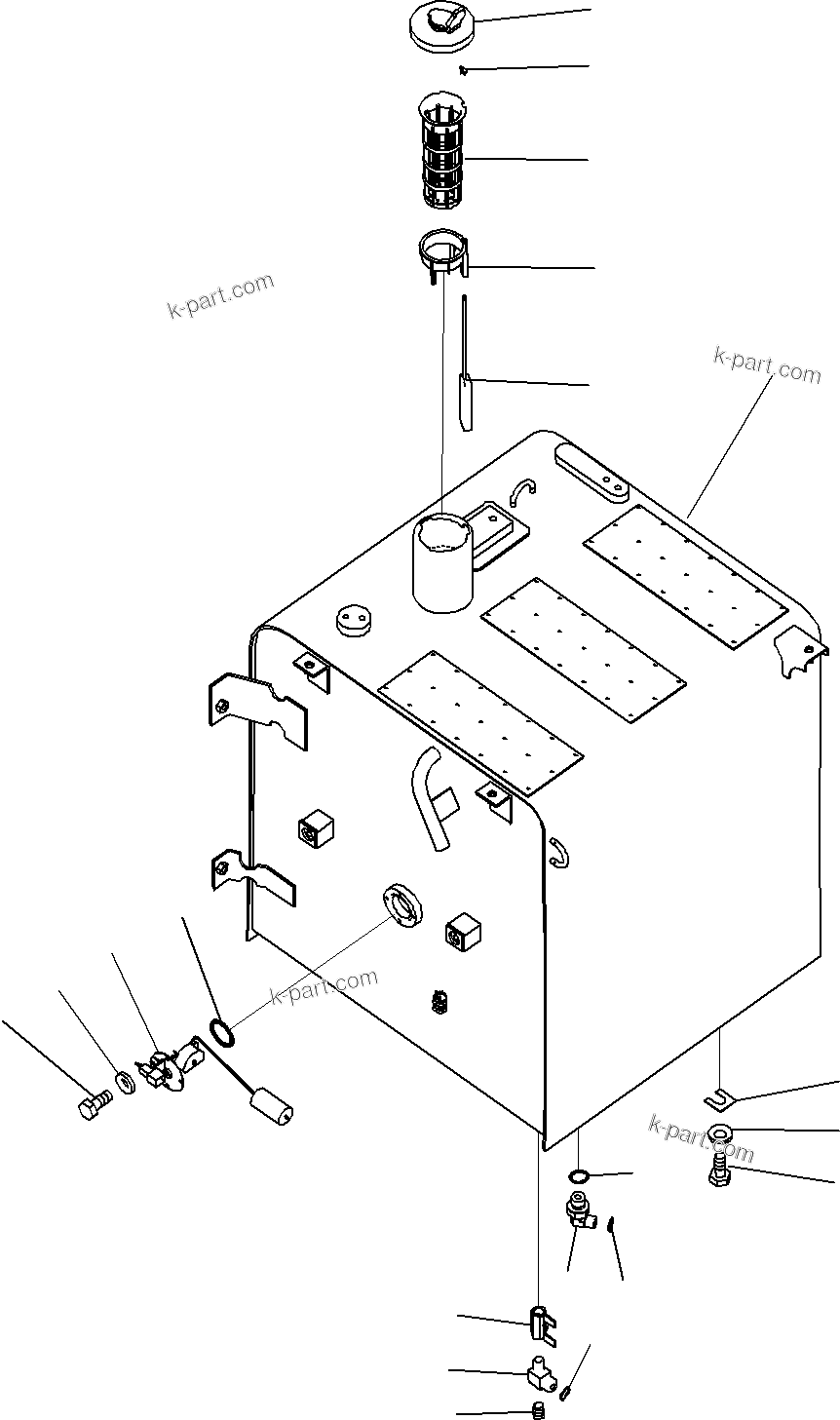 Komatsu parts book diagram for PC290-8K S/N 10001-UP ( Standard Machine ): FUEL TANK, FOR MACHINE WITH FUEL REFILL PUMP(#10001-)