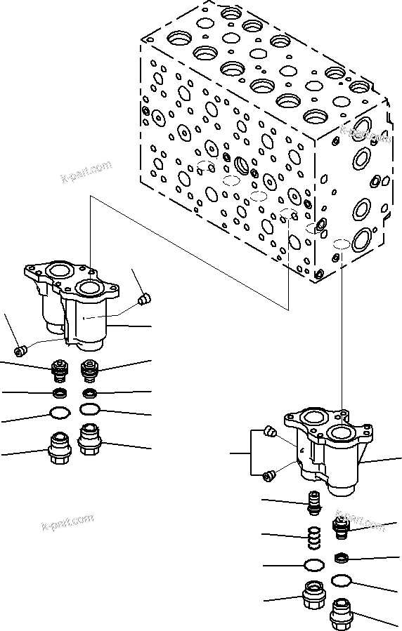 Komatsu parts book diagram for PC290-8K S/N 10001-UP ( Standard Machine ): MAIN CONTROL VALVE, FOR MACHINE WITH 1-ADDITIONAL ACTUATOR CIRCUIT (2/31)(#10001-)