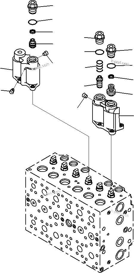 Komatsu parts book diagram for PC290-8K S/N 10001-UP ( Standard Machine ): MAIN CONTROL VALVE, FOR MACHINE WITH 1-ADDITIONAL ACTUATOR CIRCUIT (3/31)(#10001-)