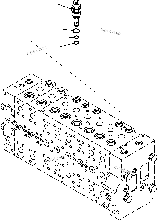 Komatsu parts book diagram for PC290-8K S/N 10001-UP ( Standard Machine ): MAIN CONTROL VALVE, FOR MACHINE WITH 1-ADDITIONAL ACTUATOR CIRCUIT (9/31)(#10001-)