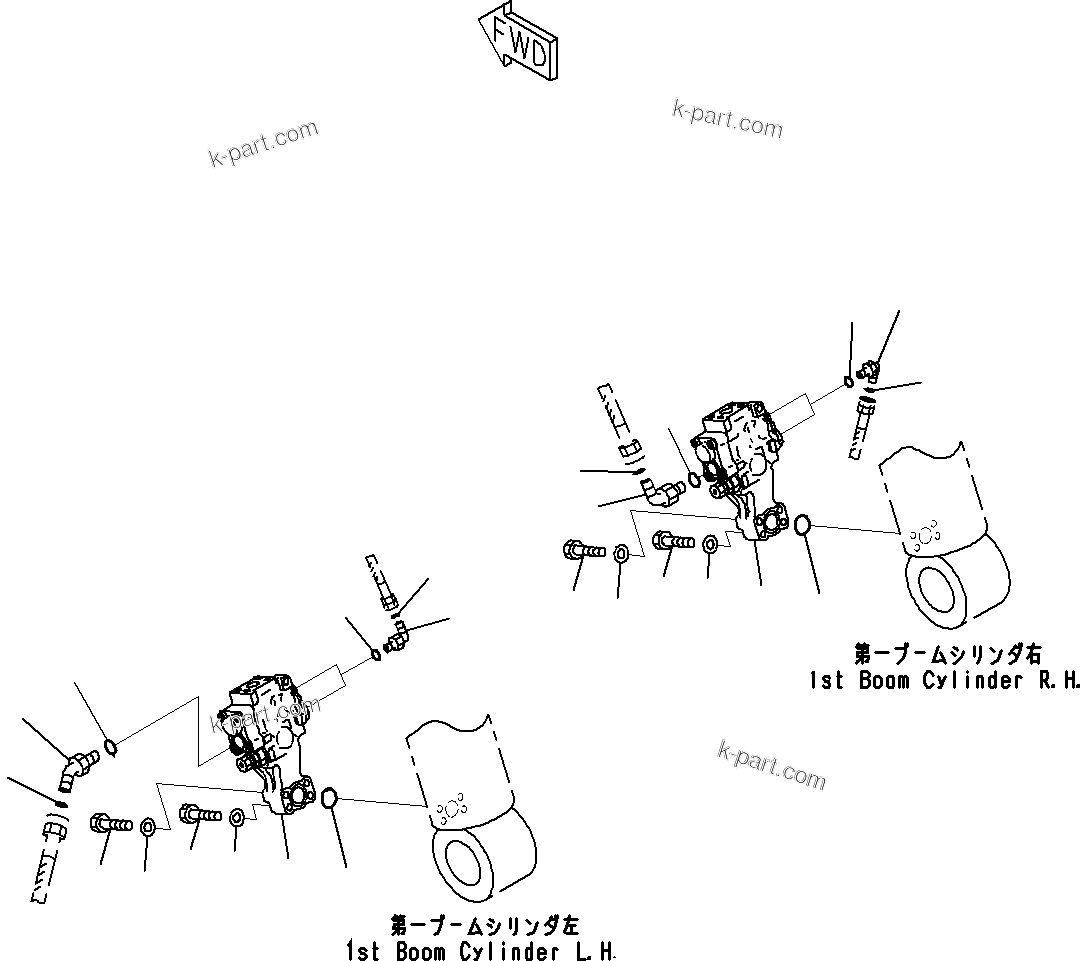 Komatsu parts book diagram for PC290-8K S/N 10001-UP ( Standard Machine ): BOOM HOLDING VALVE CIRCUIT (1/3)(#10001-)