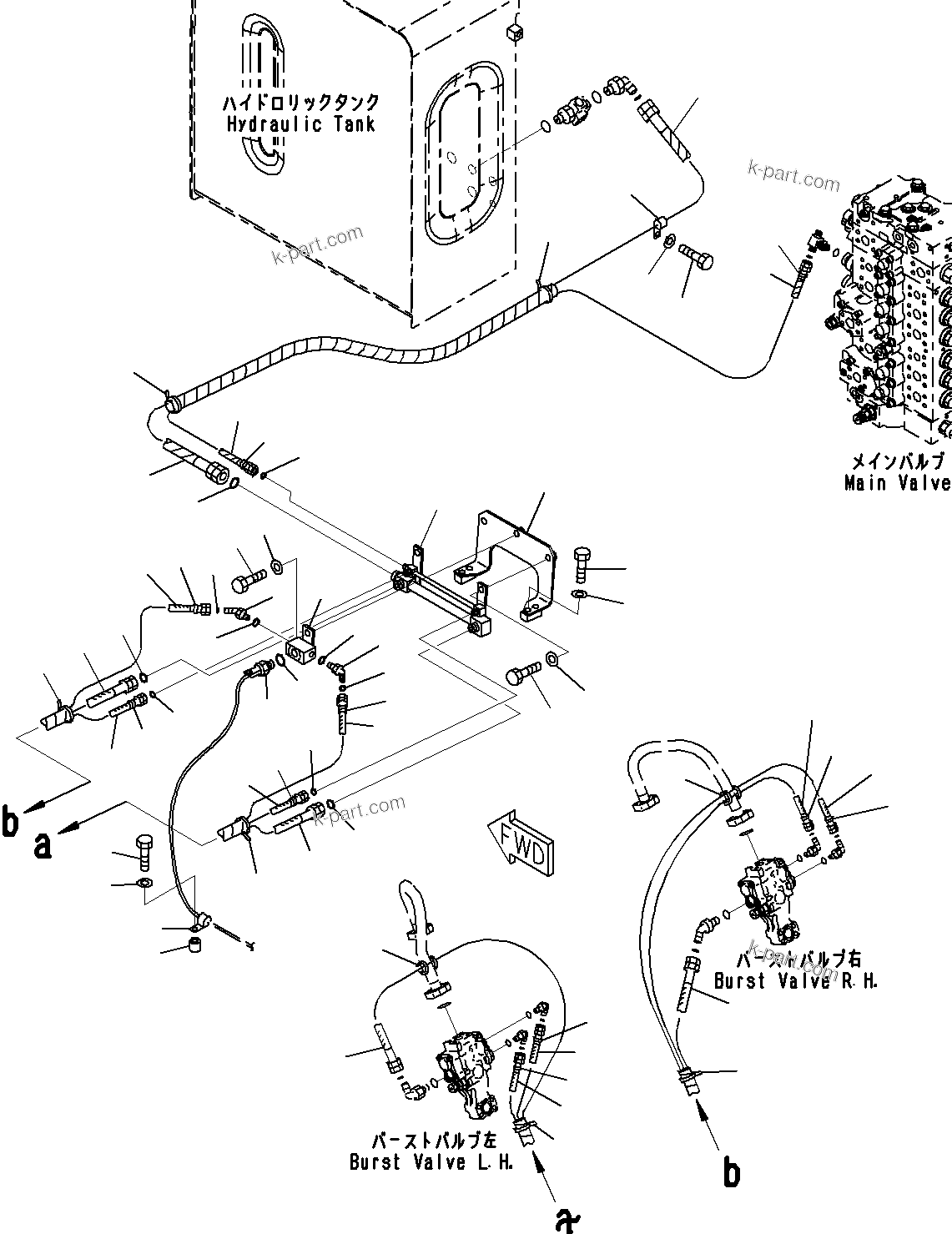 Komatsu parts book diagram for PC290-8K S/N 10001-UP ( Standard Machine ): BOOM HOLDING VALVE CIRCUIT (3/3)(#10001-)