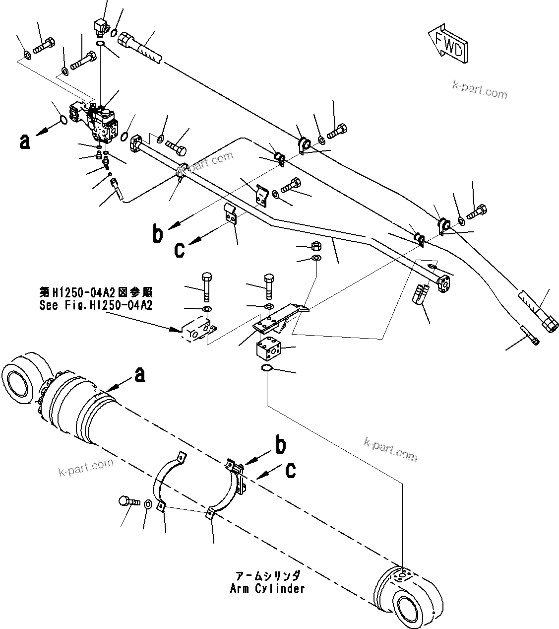 Komatsu parts book diagram for PC290-8K S/N 10001-UP ( Standard Machine ): BOOM AND ARM HOLDING VALVE CIRCUIT (4/6)(#10001-)