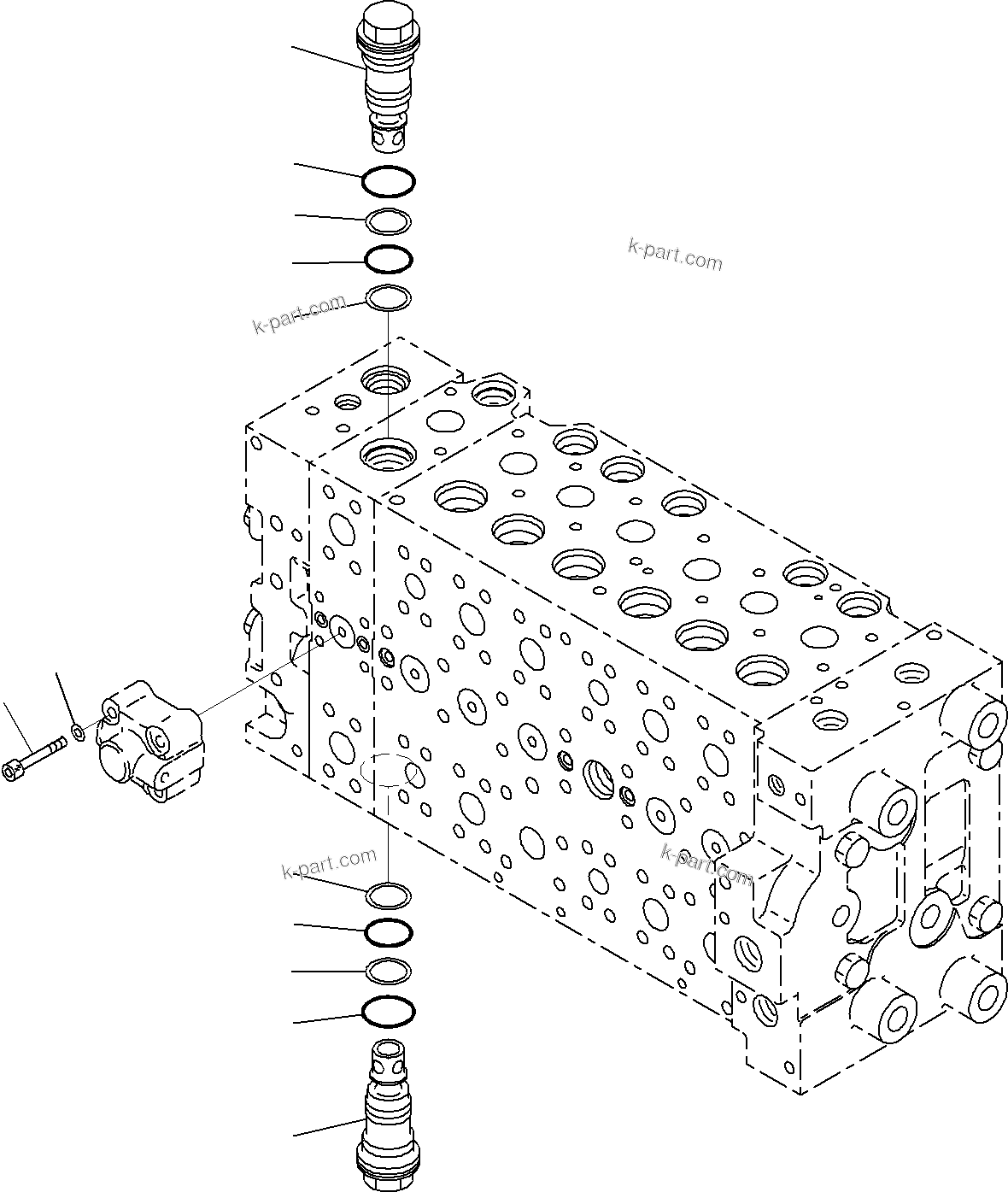 Komatsu parts book diagram for PC290-8K S/N 10001-UP ( Standard Machine ): MAIN CONTROL VALVE, FOR MACHINE WITH 1-ADDITIONAL ACTUATOR CIRCUIT AND BOOM HOLDING VALVE (17/22)(#10001-)