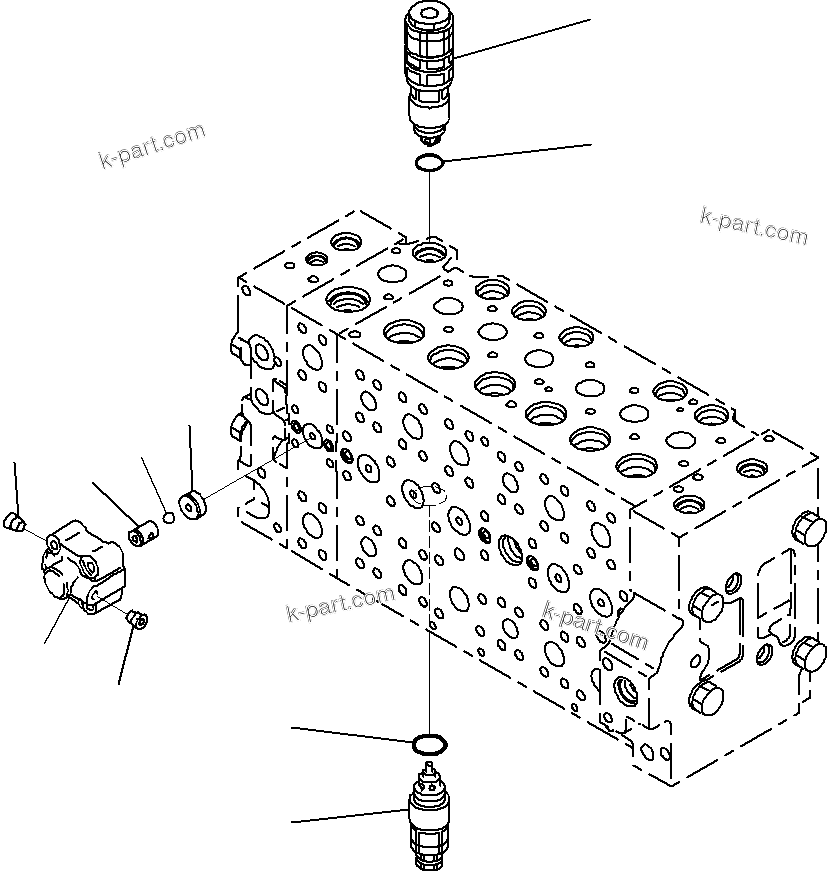 Komatsu parts book diagram for PC290-8K S/N 10001-UP ( Standard Machine ): MAIN CONTROL VALVE, FOR MACHINE WITH 1-ADDITIONAL ACTUATOR CIRCUIT AND BOOM HOLDING VALVE (18/22)(#10001-)