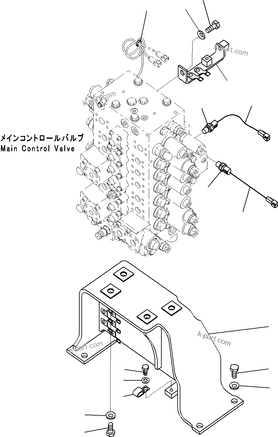 Komatsu parts book diagram for PC290-8K S/N 10001-UP ( Standard Machine ): MAIN CONTROL VALVE, FOR MACHINE WITH 2-ADDITIONAL ACTUATOR CIRCUIT (24/24)(#10001-)