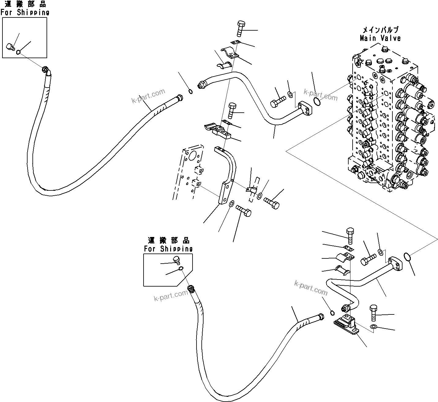 Komatsu parts book diagram for PC290-8K S/N 10001-UP ( Standard Machine ): ACTUATOR CIRCUIT, 2-ADDITIONAL (1/2)(#10001-)