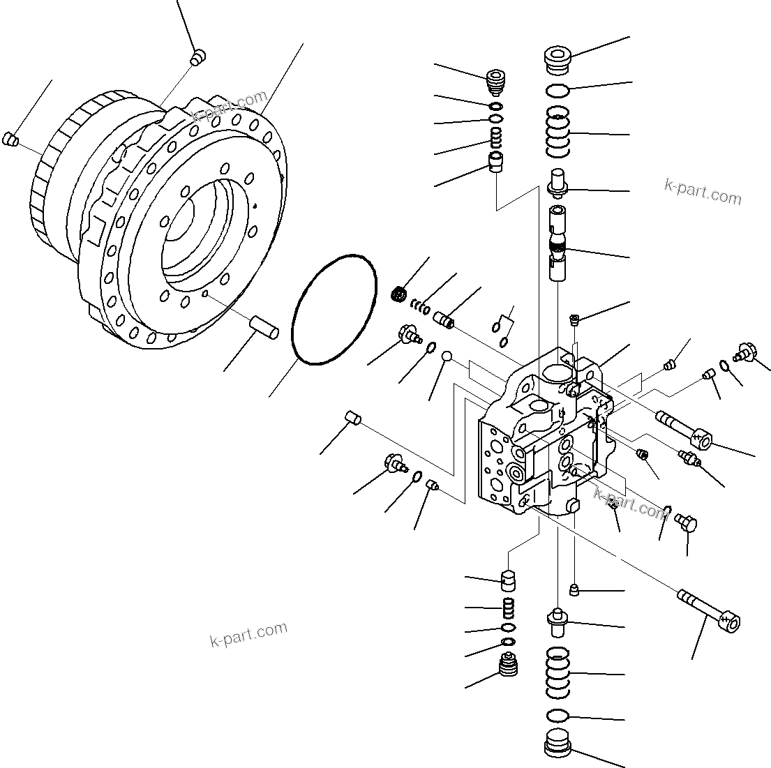 Komatsu parts book diagram for PC290-8K S/N 10001-UP ( Standard Machine ): TRAVEL MOTOR AND FINAL DRIVE (1/4)(#20001-)