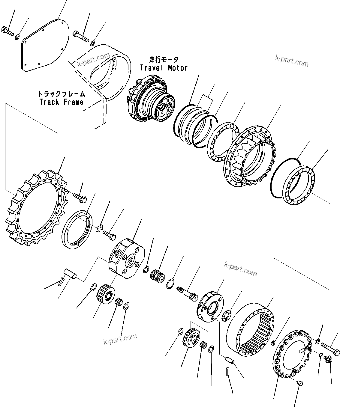 Komatsu parts book diagram for PC290-8K S/N 10001-UP ( Standard Machine ): TRAVEL MOTOR AND FINAL DRIVE (4/4)(#20001-)