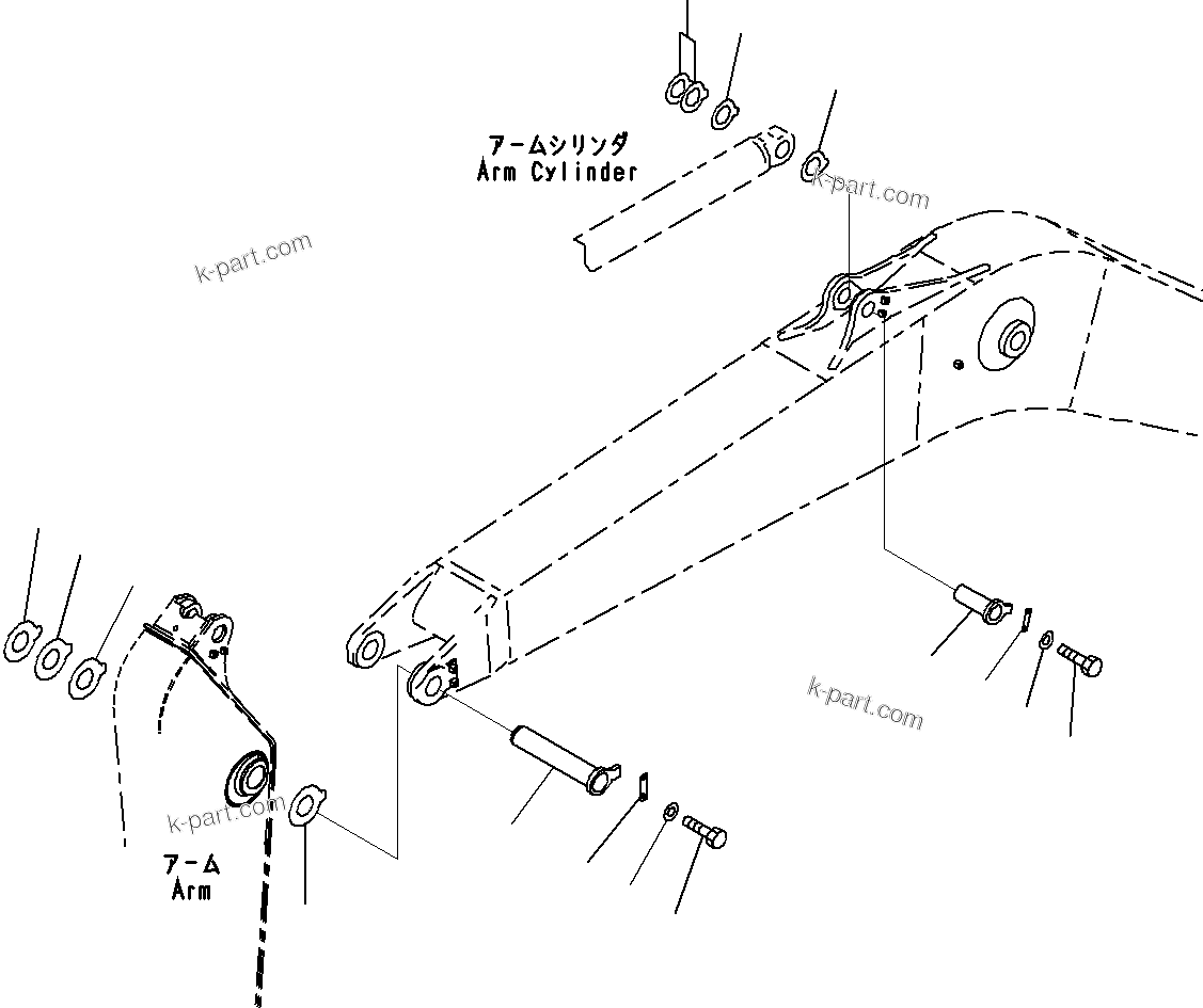 Komatsu parts book diagram for PC290-8K S/N 10001-UP ( Standard Machine ): BOOM, STRENGTHENED, FOR MACHINE WITH 1-ADDITIONAL ACTUATOR (2/6)(#20001-)