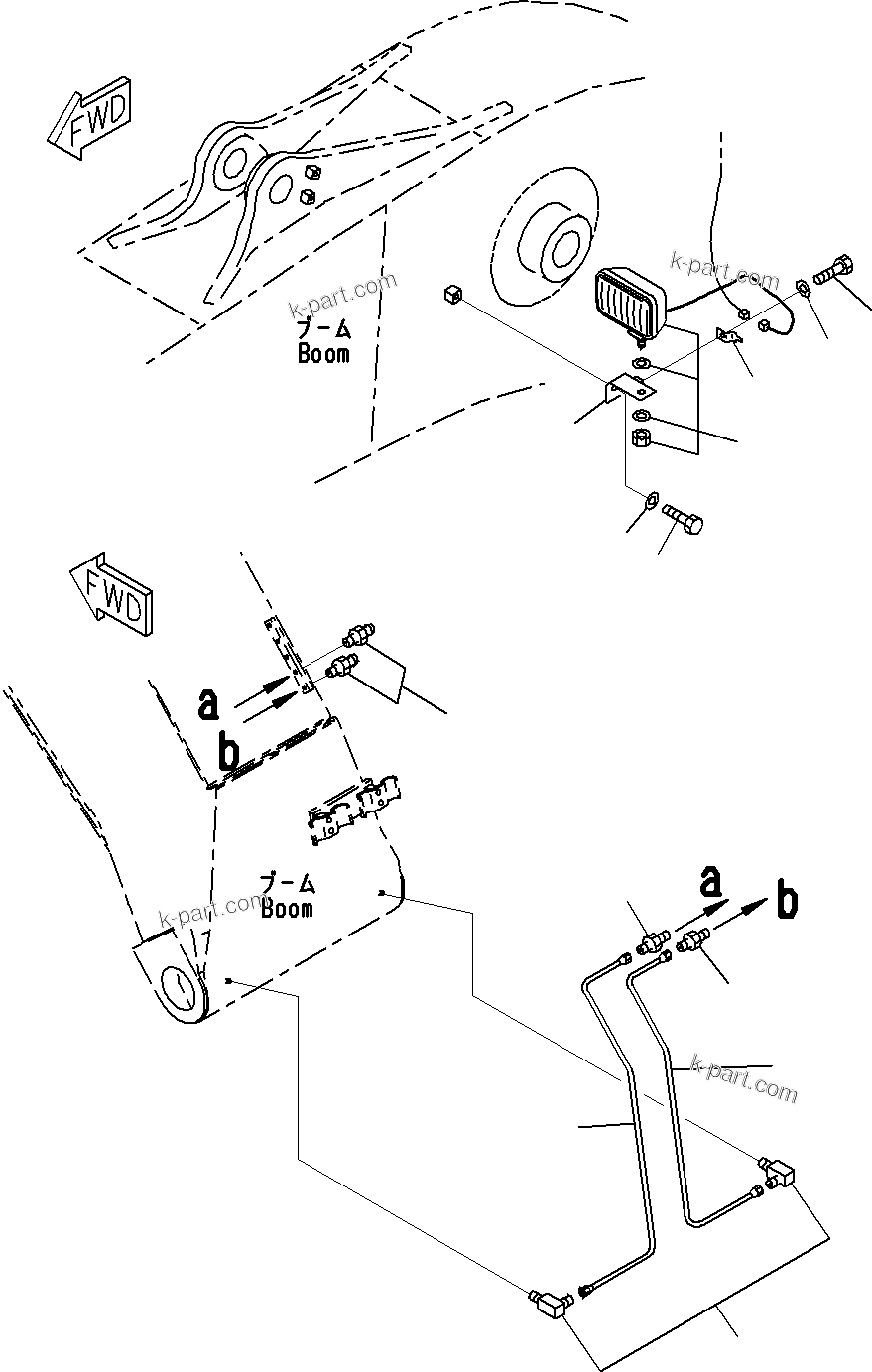 Komatsu parts book diagram for PC290-8K S/N 10001-UP ( Standard Machine ): BOOM, STRENGTHENED, FOR MACHINE WITH 1-ADDITIONAL ACTUATOR (6/6)(#20001-)