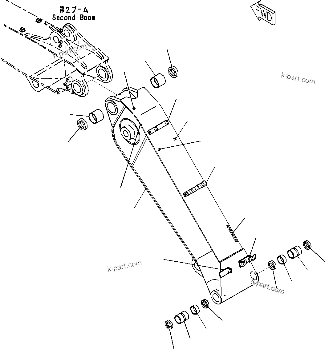 Komatsu parts book diagram for PC290-8K S/N 10001-UP ( Standard Machine ): BOOM (1/11)(#10001-)