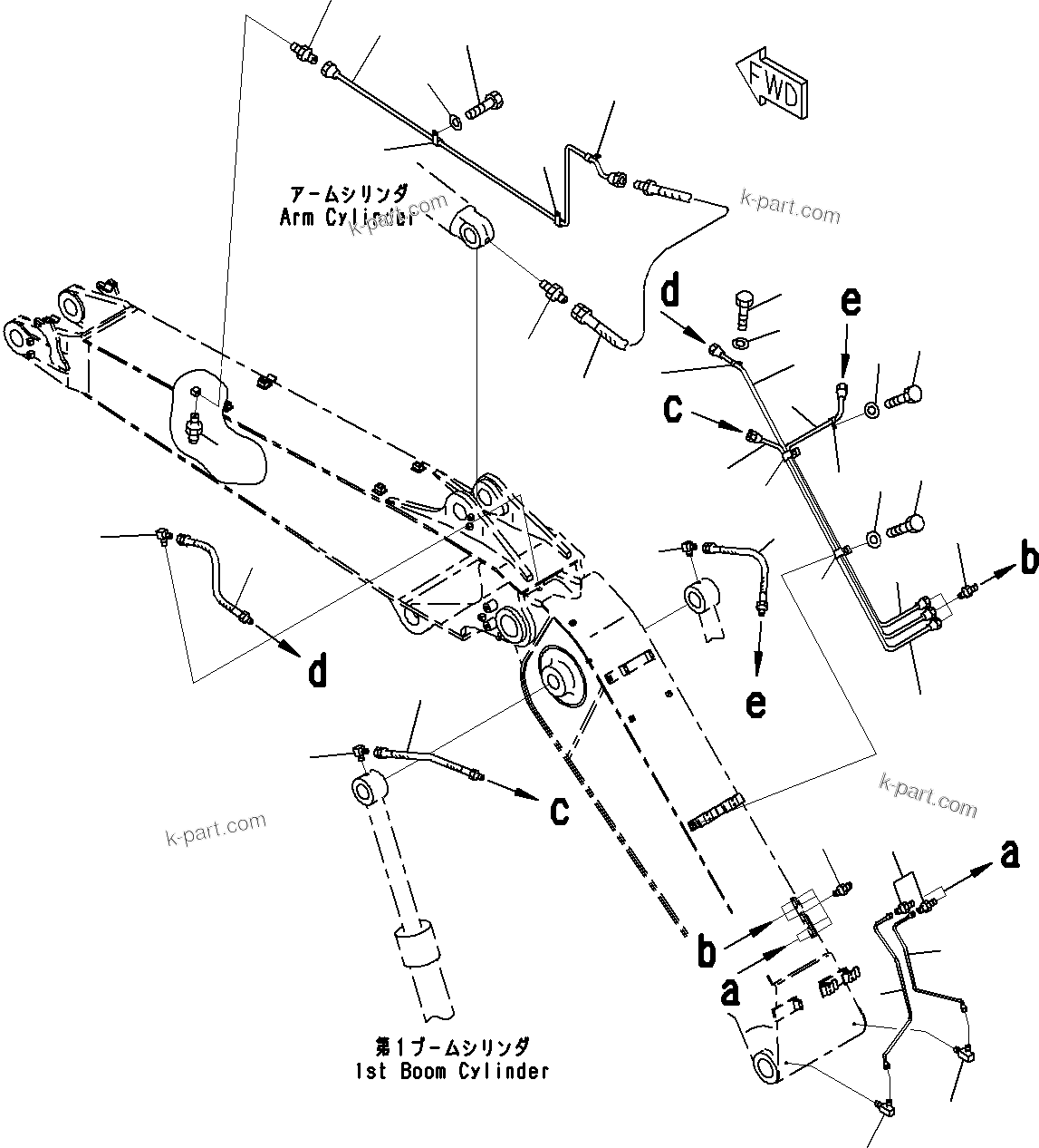 Komatsu parts book diagram for PC290-8K S/N 10001-UP ( Standard Machine ): BOOM (3/11)(#10001-)