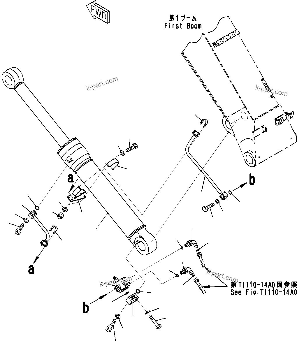 Komatsu parts book diagram for PC290-8K S/N 10001-UP ( Standard Machine ): BOOM (9/11)(#10001-)