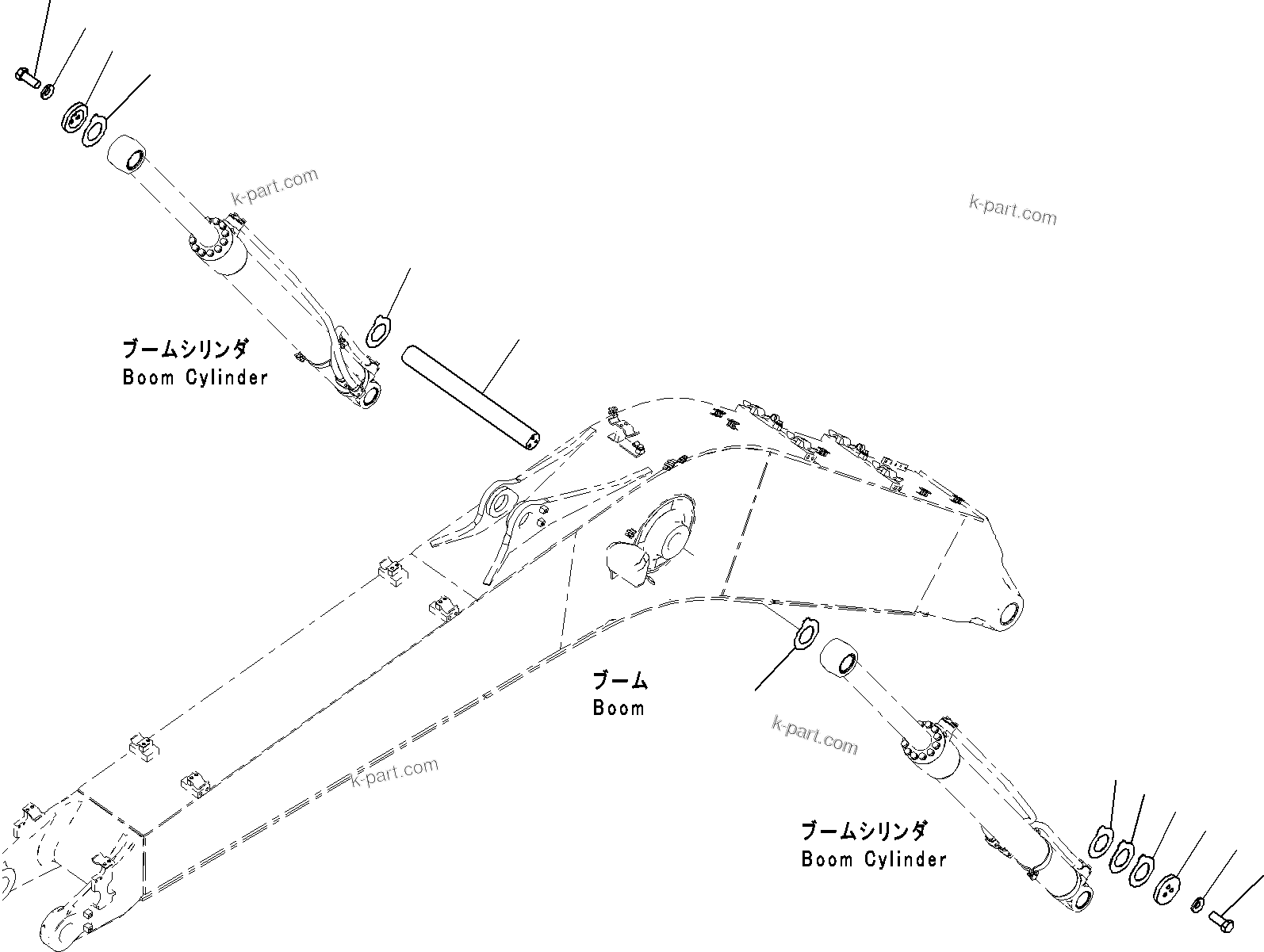 Komatsu parts book diagram for PC290-8K S/N 10001-UP ( Standard Machine ): BOOM CYLINDER HEAD PIN(#10001-)