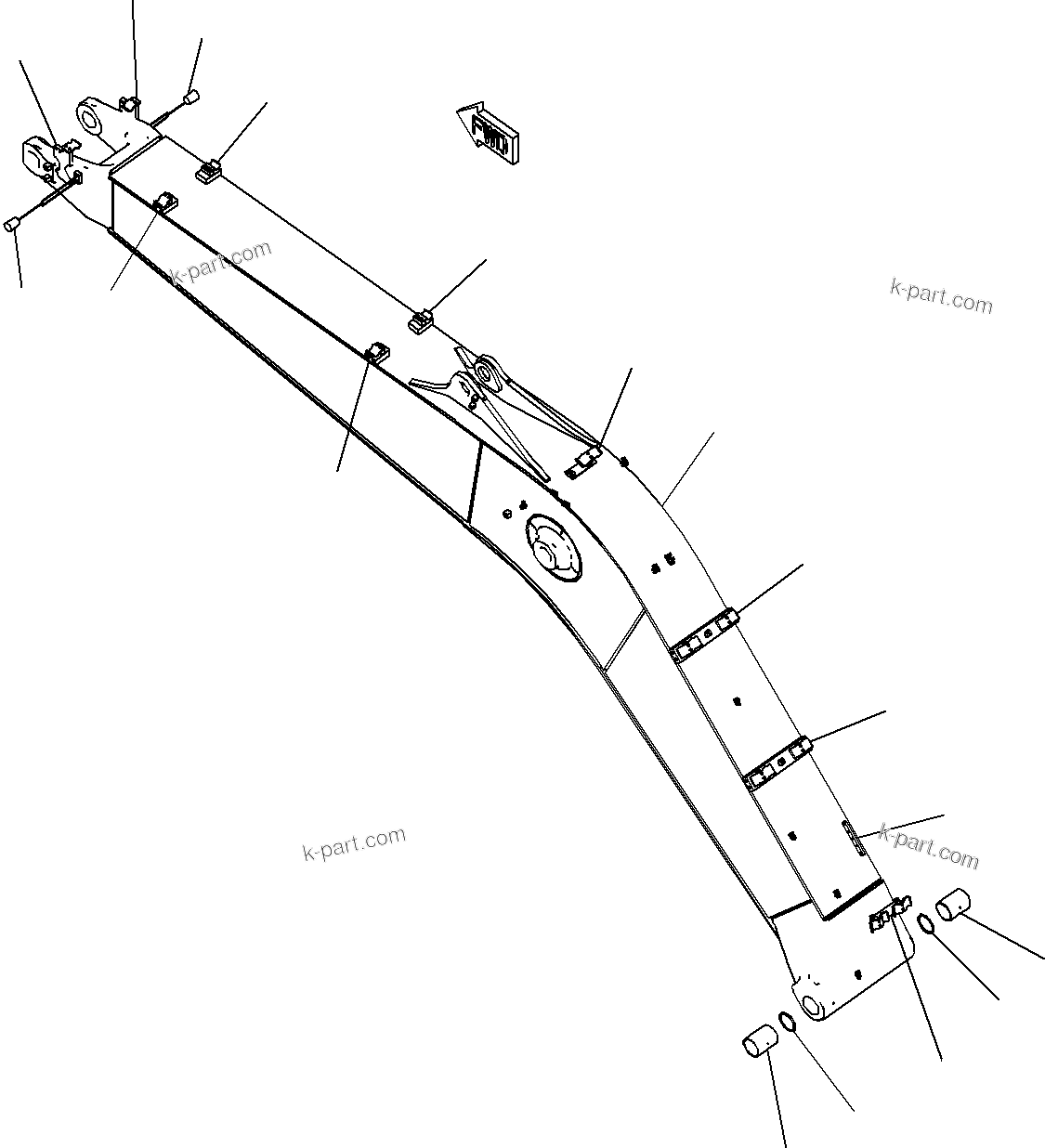 Komatsu parts book diagram for PC290-8K S/N 10001-UP ( Standard Machine ): BOOM (1/4)(#10001-)