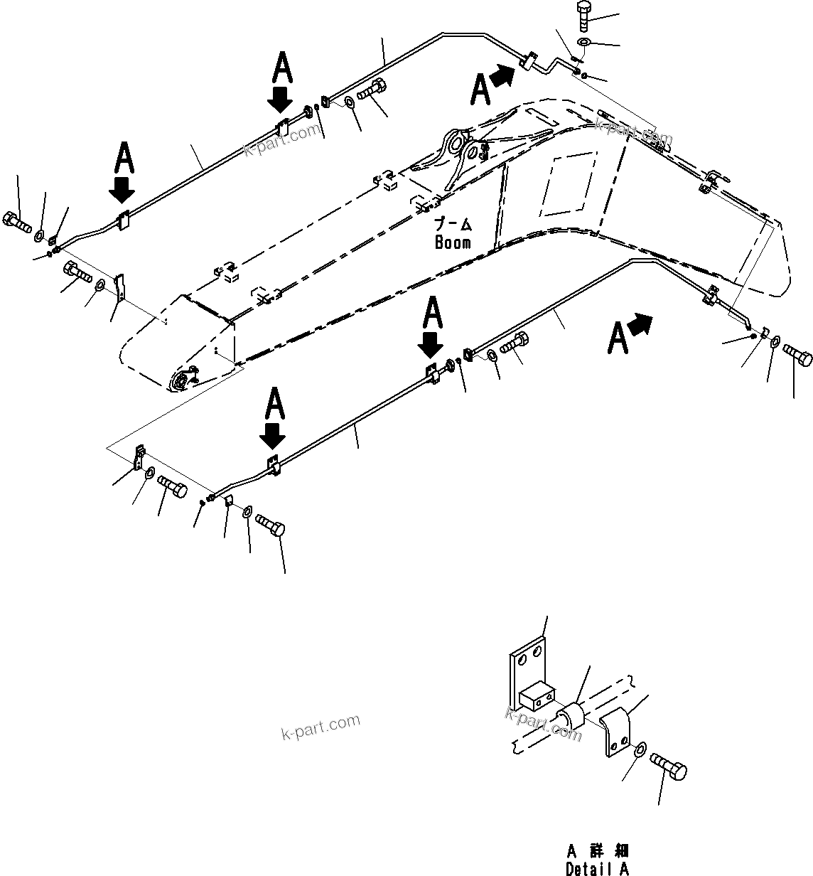 Komatsu parts book diagram for PC290-8K S/N 10001-UP ( Standard Machine ): BOOM (3/3)(#10001-)