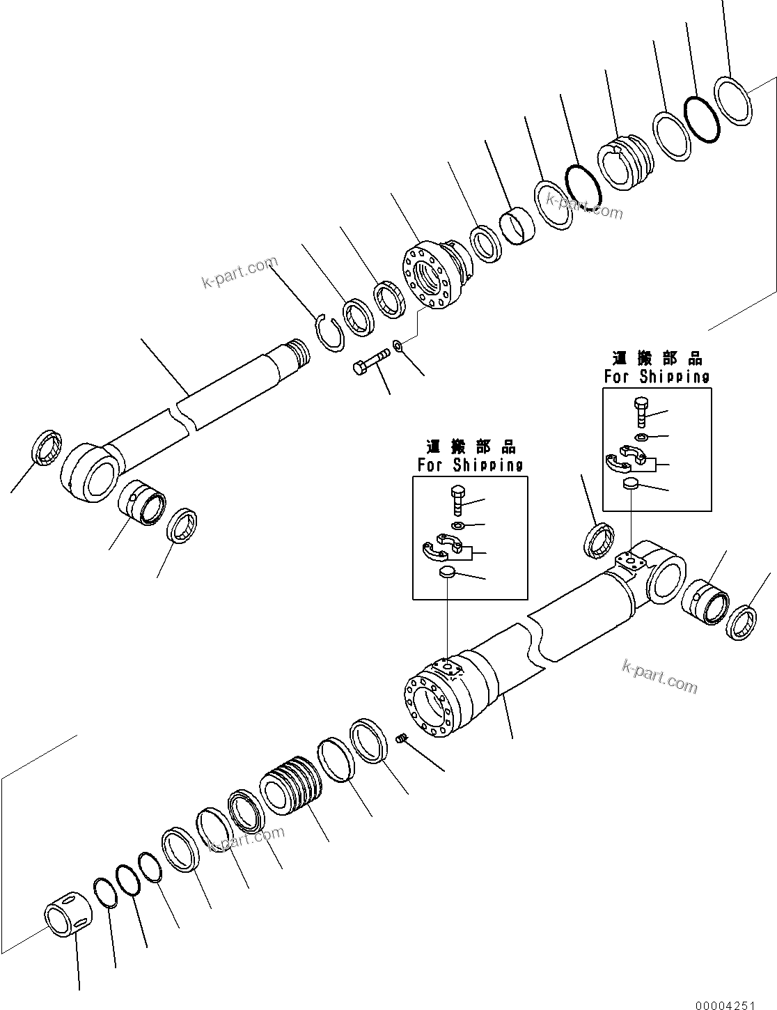 Komatsu parts book diagram for PC290-8K S/N 10001-UP ( Standard Machine ): BOOM CYLINDER (1/2)(#10001-)