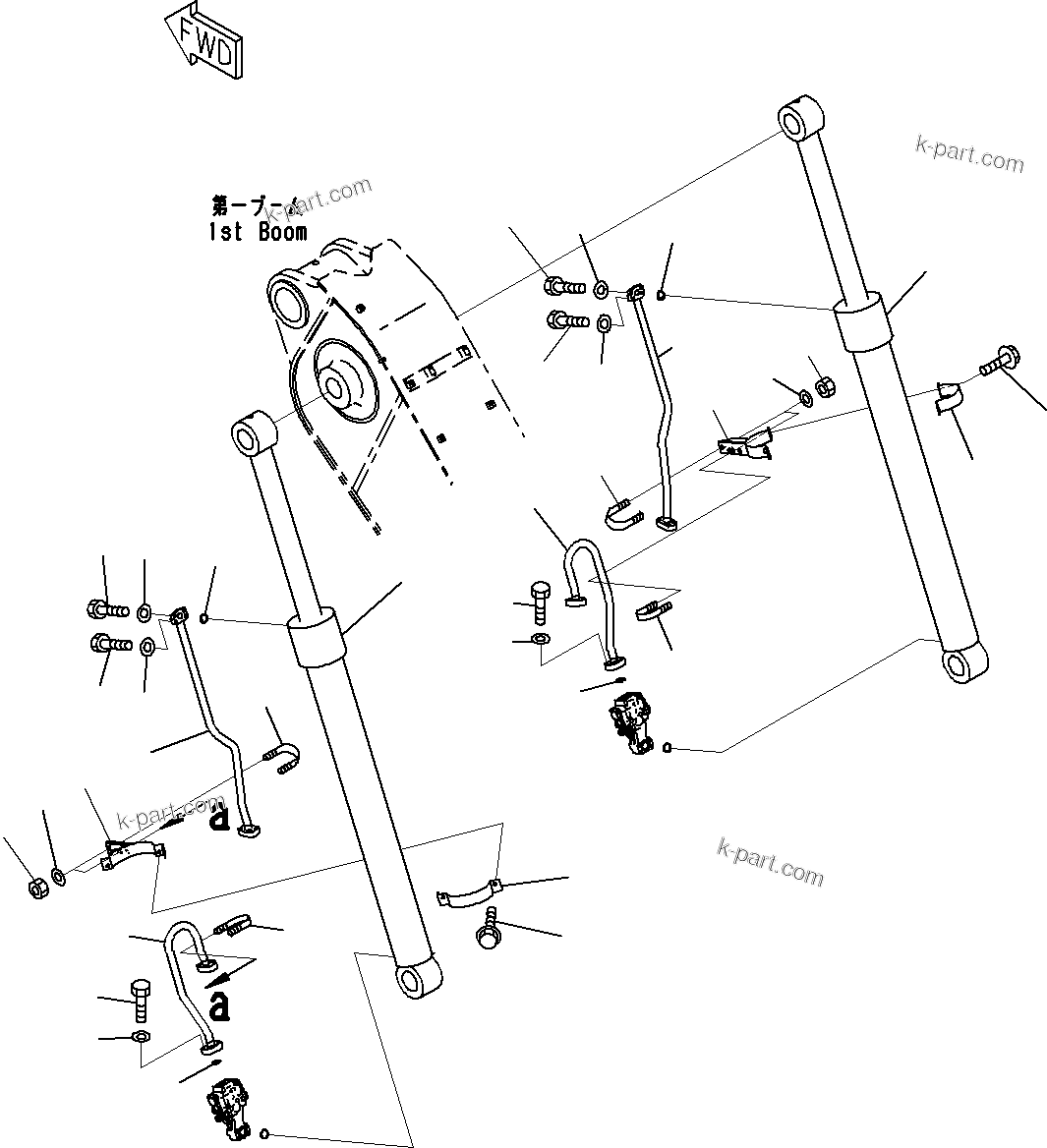 Komatsu parts book diagram for PC290-8K S/N 10001-UP ( Standard Machine ): BOOM CYLINDER (2/2)(#10001-)